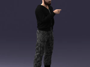 000208 Bearded Man in Tactical Outfit 1121 3D Model