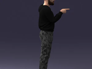 000208 Bearded Man in Tactical Outfit 1121 3D Model