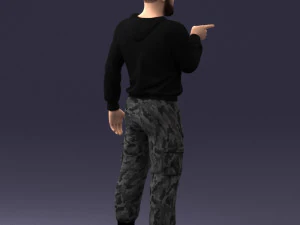 000208 Bearded Man in Tactical Outfit 1121 3D Model