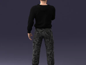 000208 Bearded Man in Tactical Outfit 1121 3D Model