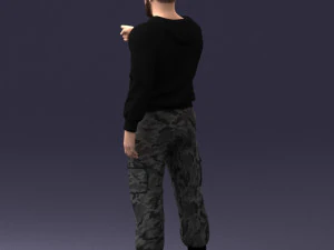 000208 Bearded Man in Tactical Outfit 1121 3D Model