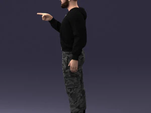 000208 Bearded Man in Tactical Outfit 1121 3D Model