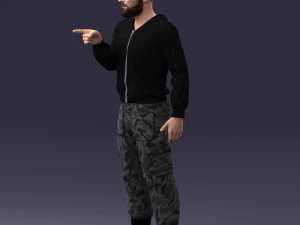 000208 Bearded Man in Tactical Outfit 1121 3D Model