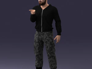 000208 Bearded Man in Tactical Outfit 1121 3D Model