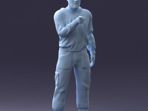 000208 Bearded Man in Tactical Outfit 1121 3D Model