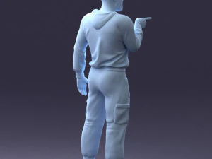 000208 Bearded Man in Tactical Outfit 1121 3D Model
