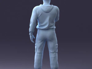 000208 Bearded Man in Tactical Outfit 1121 3D Model