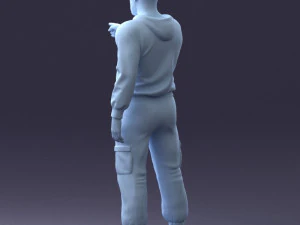 000208 Bearded Man in Tactical Outfit 1121 3D Model