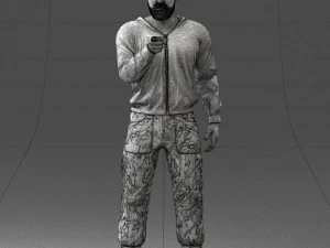 000208 Bearded Man in Tactical Outfit 1121 3D Model