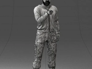 000208 Bearded Man in Tactical Outfit 1121 3D Model