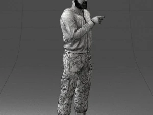 000208 Bearded Man in Tactical Outfit 1121 3D Model