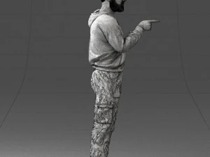 000208 Bearded Man in Tactical Outfit 1121 3D Model