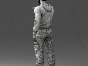 000208 Bearded Man in Tactical Outfit 1121 3D Model