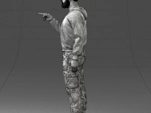 000208 Bearded Man in Tactical Outfit 1121 3D Model