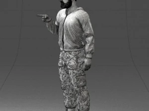 000208 Bearded Man in Tactical Outfit 1121 3D Model