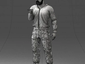 000208 Bearded Man in Tactical Outfit 1121 3D Model