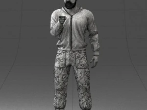000208 Bearded Man in Tactical Outfit 1121 3D Model