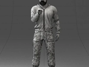 000208 Bearded Man in Tactical Outfit 1121 3D Model
