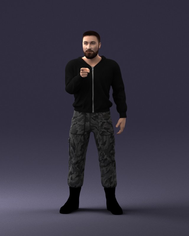 man in military clothes 1121-3 3d print ready 3Dプリントモデル .c4d .max .obj .3ds .fbx .stl .blend 
