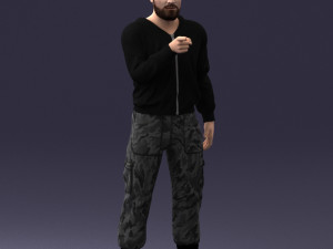 man in military clothes 1121-3 3d print ready 3Dプリントモデル