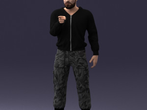 man in military clothes 1121-3 3d print ready 3Dプリントモデル