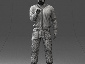 man in military clothes 1121-3 3d print ready 3Dプリントモデル