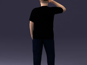 000209 Saluting Fat Man in Casual Urban Outfit 1121 3D Model