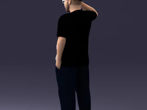 000209 Saluting Fat Man in Casual Urban Outfit 1121 3D Model