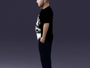 000209 Saluting Fat Man in Casual Urban Outfit 1121 3D Model