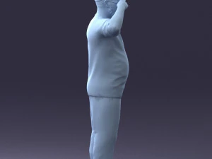 000209 Saluting Fat Man in Casual Urban Outfit 1121 3D Model