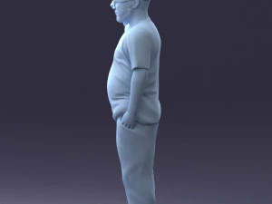 000209 Saluting Fat Man in Casual Urban Outfit 1121 3D Model