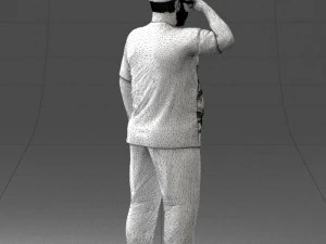 000209 Saluting Fat Man in Casual Urban Outfit 1121 3D Model