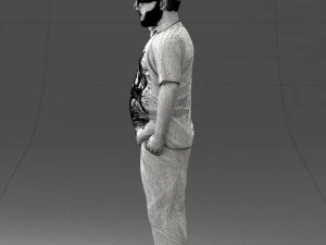 000209 Saluting Fat Man in Casual Urban Outfit 1121 3D Model