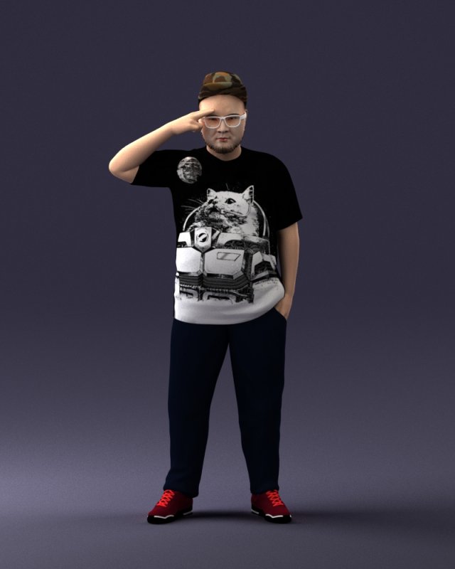 fat man in t-shirt 1121-4 3d print ready 3D Print Model .c4d .max .obj .3ds .fbx .stl .blend 