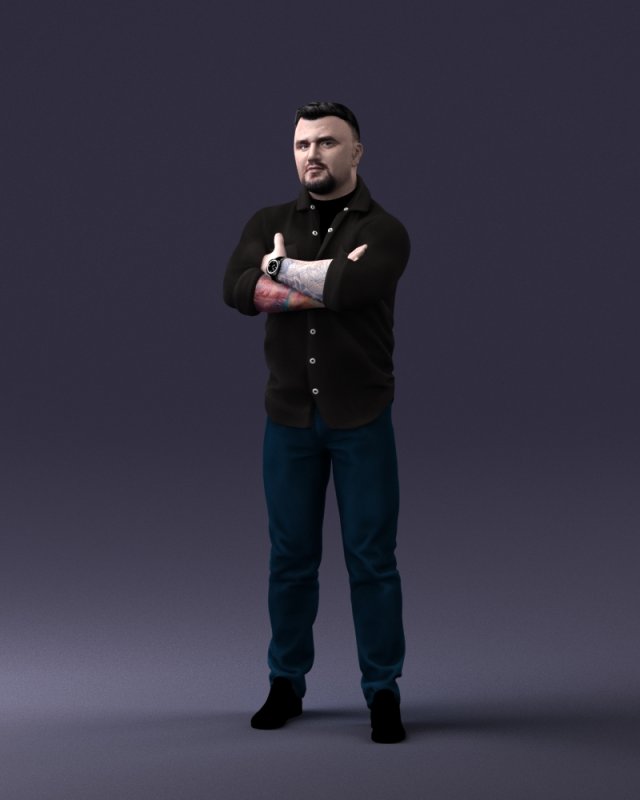 man with tattoo 1121-5 3d print ready 3D 打印模型 .c4d .max .obj .3ds .fbx .stl .blend 