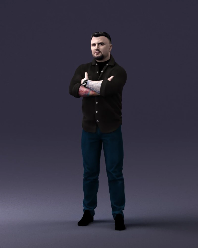 000210 Tattooed Man with Folded Arms 1121 3dp 3D Print Model .c4d .max .obj .3ds .fbx .stl .blend 