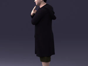 000212 Man in Long Black Coat and Shorts Peace Gesture 1121 3dp 3D Print Model