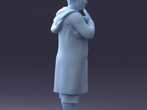 000212 Man in Long Black Coat and Shorts Peace Gesture 1121 3dp 3D Print Model