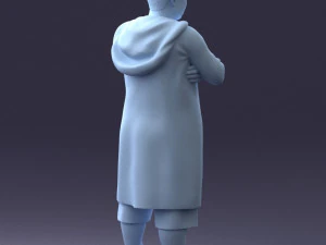 000212 Man in Long Black Coat and Shorts Peace Gesture 1121 3dp 3D Print Model