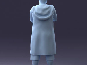 000212 Man in Long Black Coat and Shorts Peace Gesture 1121 3dp 3D Print Model