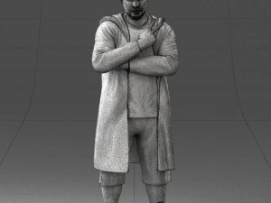 000212 Man in Long Black Coat and Shorts Peace Gesture 1121 3dp 3D Print Model