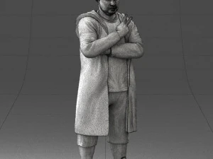 000212 Man in Long Black Coat and Shorts Peace Gesture 1121 3dp 3D Print Model