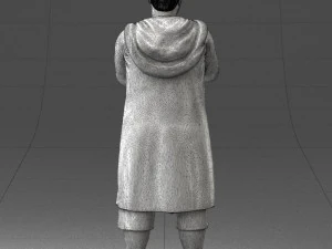 000212 Man in Long Black Coat and Shorts Peace Gesture 1121 3dp 3D Print Model