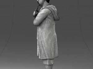 000212 Man in Long Black Coat and Shorts Peace Gesture 1121 3dp 3D Print Model