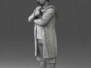 000212 Man in Long Black Coat and Shorts Peace Gesture 1121 3dp 3D Print Model