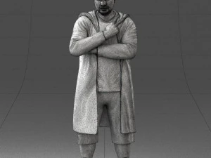 000212 Man in Long Black Coat and Shorts Peace Gesture 1121 3dp 3D Print Model
