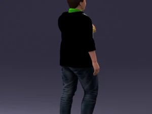 000213 Casual Young Man in Green Polo and Hoodie 1121 3D Model