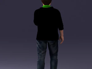 000213 Casual Young Man in Green Polo and Hoodie 1121 3D Model