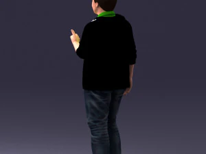 000213 Casual Young Man in Green Polo and Hoodie 1121 3D Model