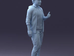 000213 Casual Young Man in Green Polo and Hoodie 1121 3D Model